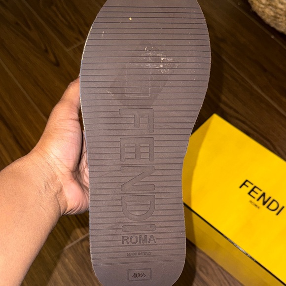 Fendi Denim Blue Embroidered Logo Platform Slide - Picture 3 of 7